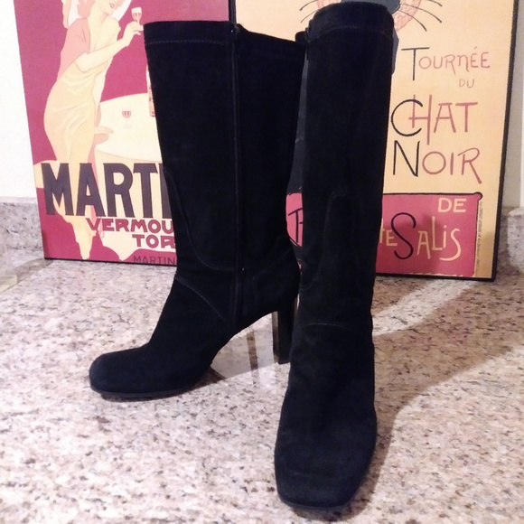 black suede boots mid calf